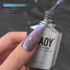 GAOY Brillo holográfico translúcido capta la luz desde varios ángulos.