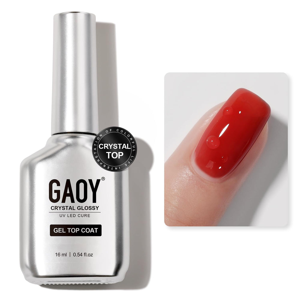 GAOY capa superior gel cristal 16ml: brillo suave y duradero.