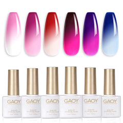 GAOY esmalte gel cambio de color rojo, tono dinámico para uñas llamativas.
