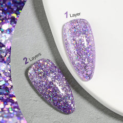 GAOY esmalte gel glitter Lavanda Fields, destellos diamante para un acabado duradero