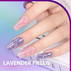GAOY esmalte gel glitter Lavanda Fields, curado con luz ultravioleta en 60 segundos