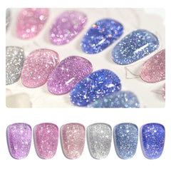 GAOY Jelly Glitter rosa, esmalte gel con destellos para uñas duraderas.