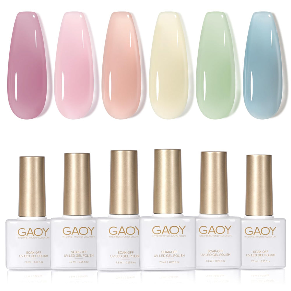 GAOY gel jelly verde primavera para uñas, acabado translúcido suave