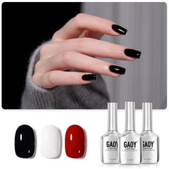 GAOY Esmalte gel kit tres colores, blanco-negro-rojo, ideal para looks versátiles.