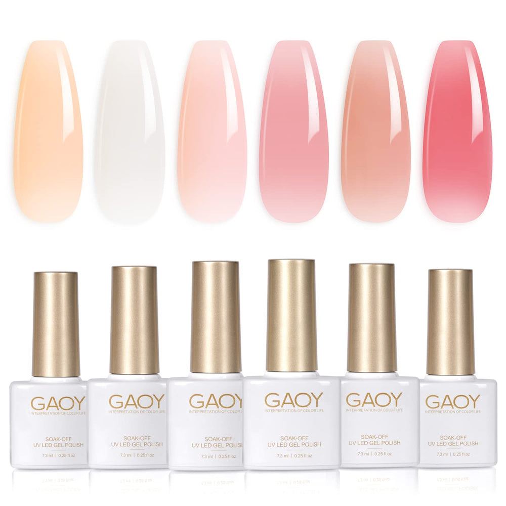 GAOY Milky White Jelly Nude: 6 tonos translúcidos para uñas con acabado suave