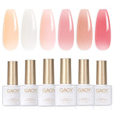 GAOY Milky White Jelly Nude: 6 tonos translúcidos para uñas con acabado suave