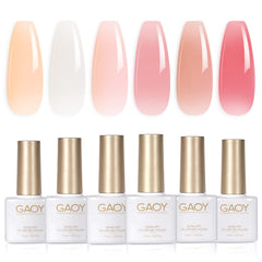 GAOY Milky White Jelly Nude: 6 tonos translúcidos para uñas con acabado suave