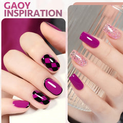 GAOY esmalte gel morado curado en 60 segundos bajo lámpara LED.