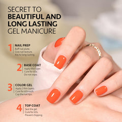 GAOY esmalte gel naranja 1460 acabado con brillo duradero.