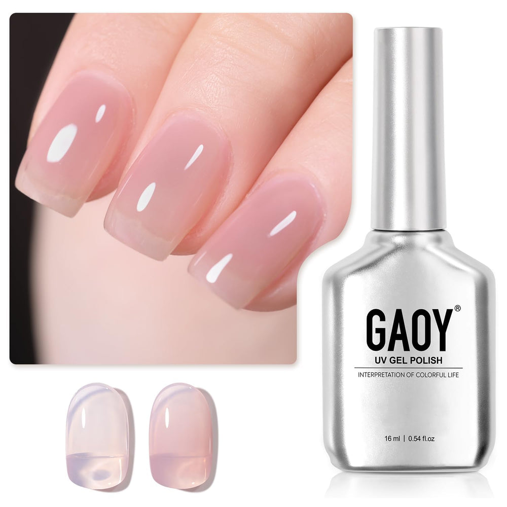 GAOY esmalte gel tono piel rosa translucido: botella de 16 ml para uso en casa.