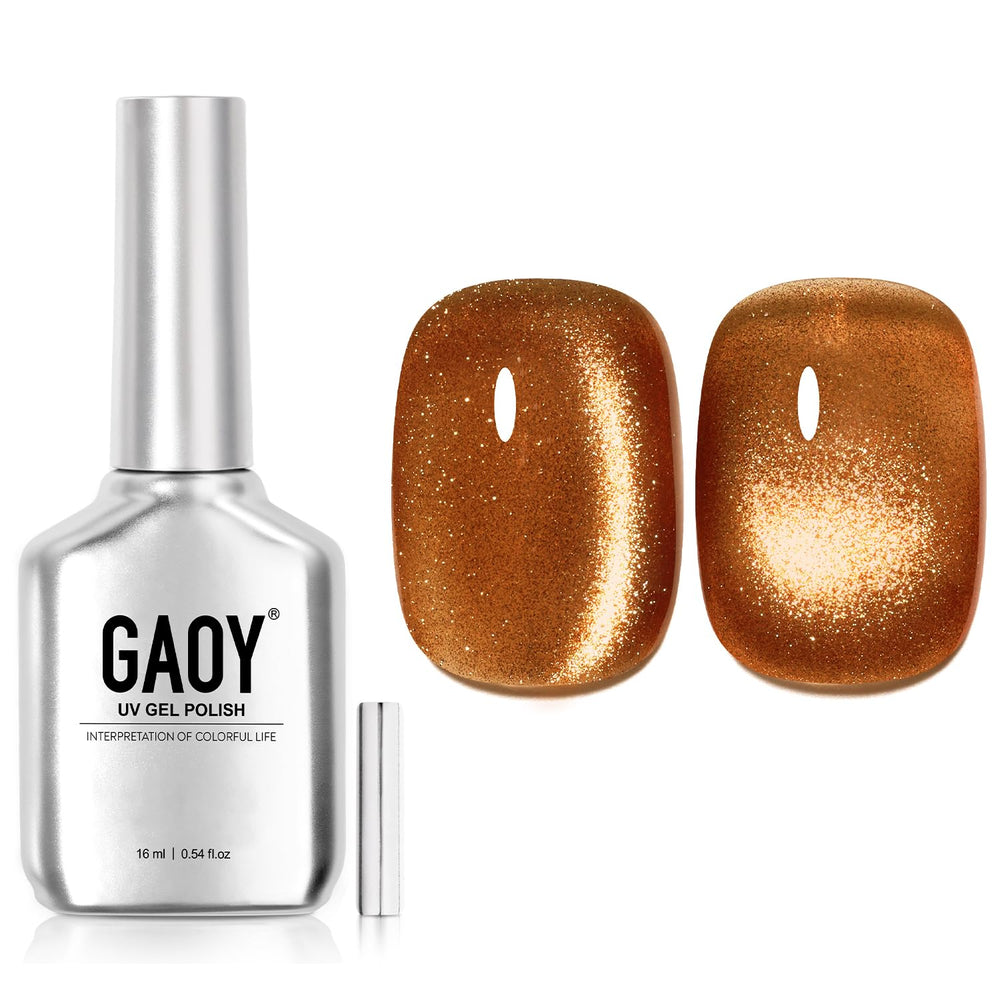 GAOY esmalte gel ojo de gato marrón en botella, efecto llamativo para uñas caseras