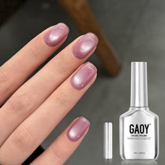GAOY esmalte gel ojo de gato Rosa con brillo holográfico en la botella