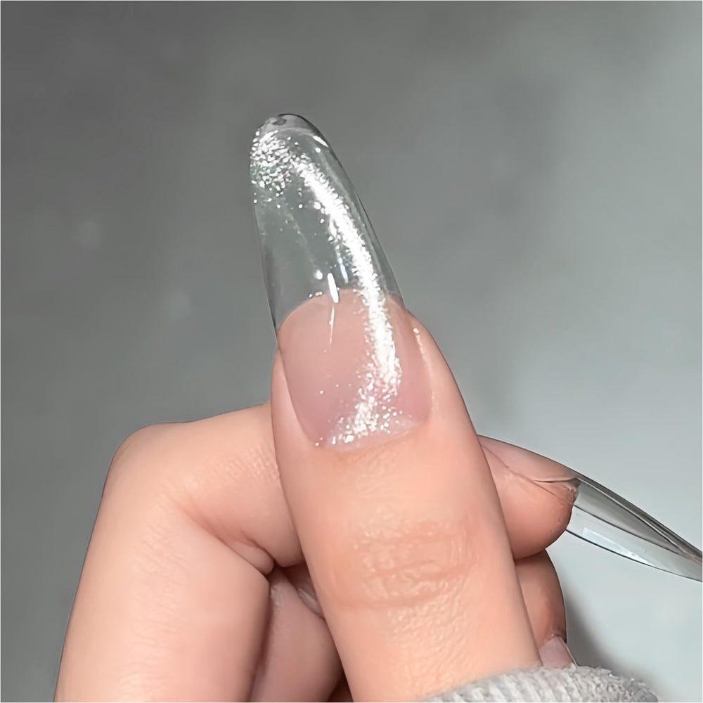 GAOY Esmalte gel ojos de gato plateado en botella frontal, brillo intenso y translúcido.
