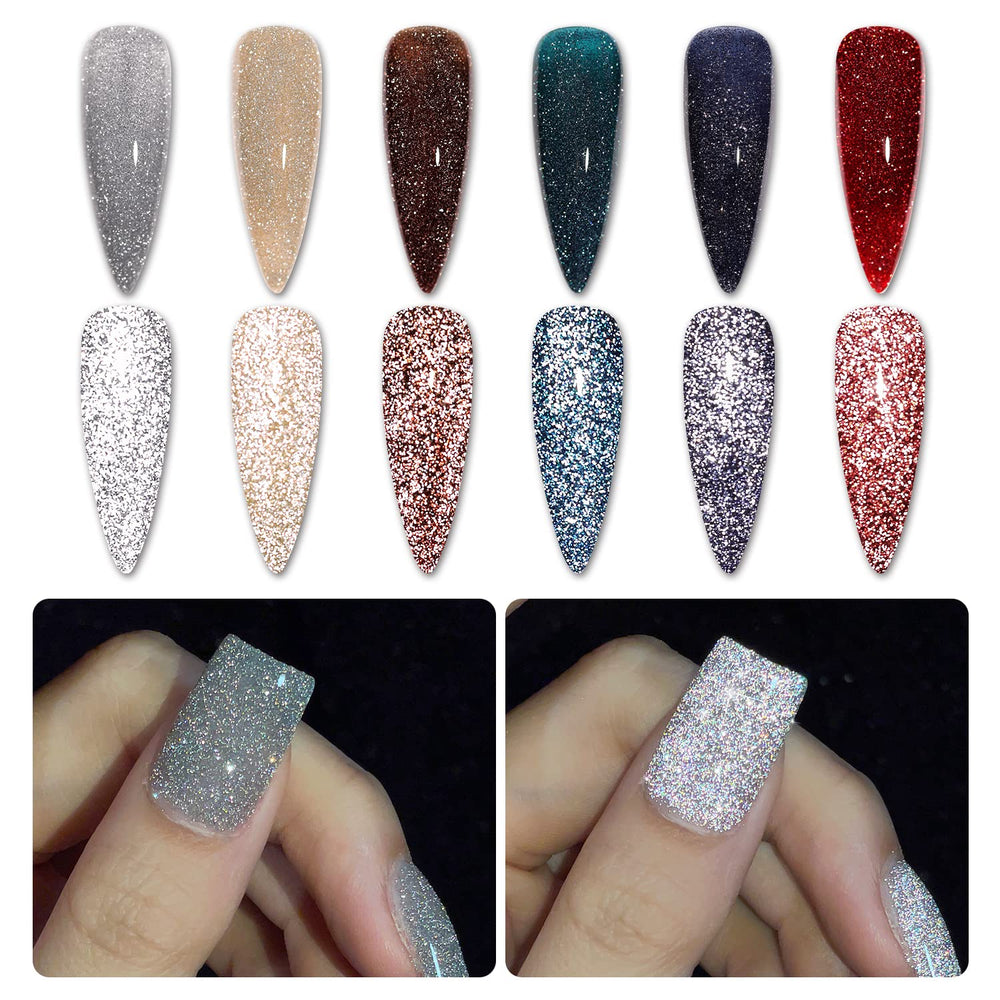 GAOY esmalte gel purpurina reflectante con brillo duradero para uñas.