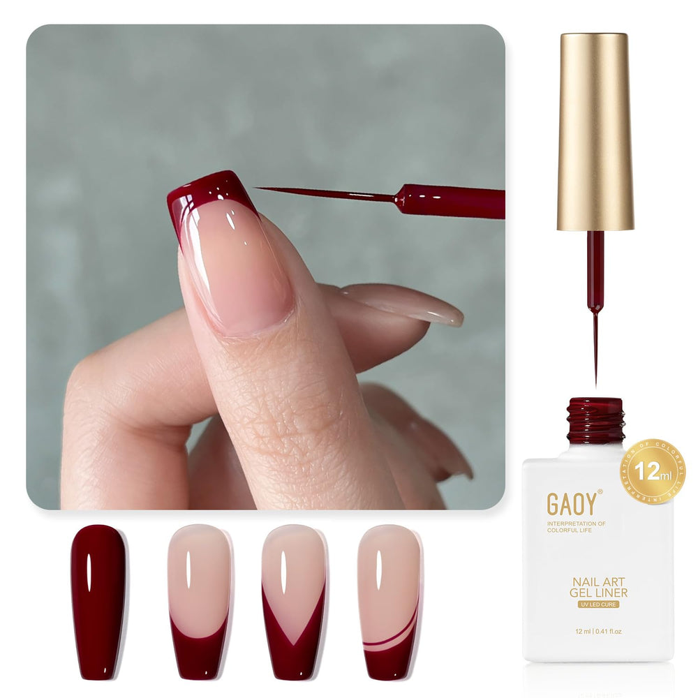 GAOY esmalte gel rojo espiral con pincel fino para manicuras precisas en casa