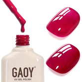 GAOY esmalte gel rojo rosa medianoche en botella para manicuras en casa.