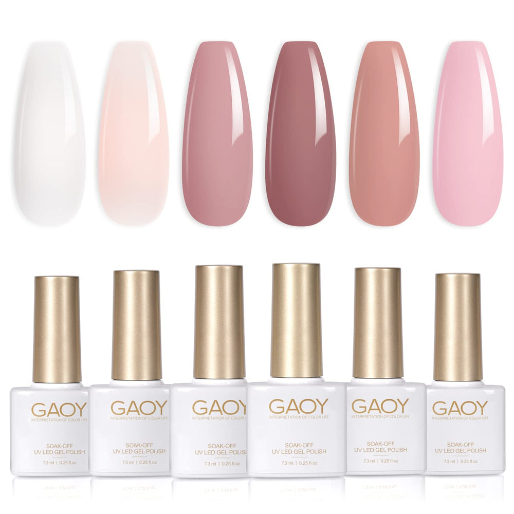 GAOY esmalte gel rosa neutro, acabado elegante para uñas en casa.