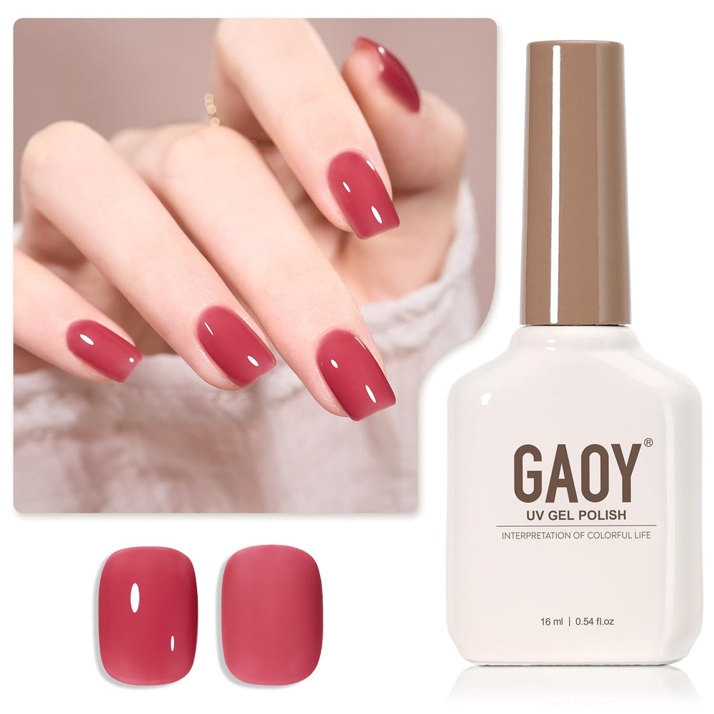 GAOY Esmalte gel rosa translucido 16 ml para uñas, acabado suave.