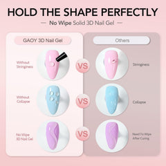 GAOY Gel 3D para uñas, esculpido preciso en diseños detallados.