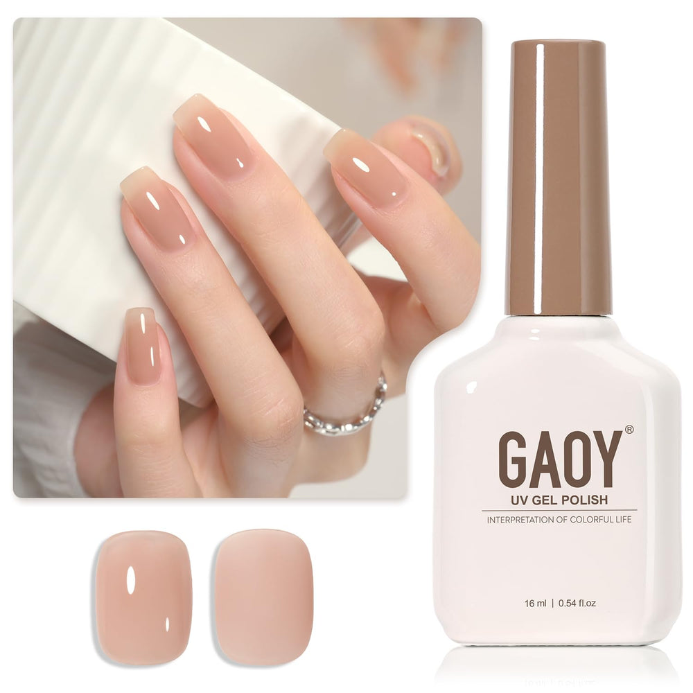 GAOY Jelly Nude Gel muestra capas translúcidas para un look natural en casa