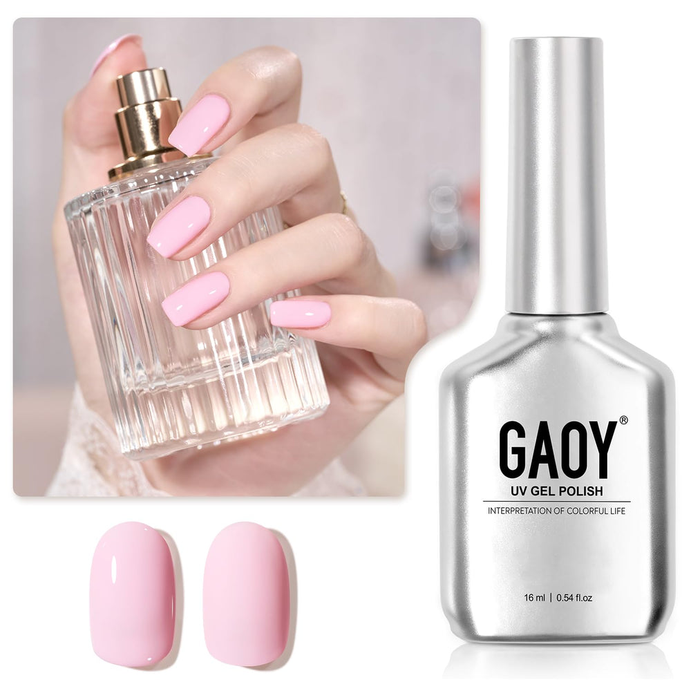 GAOY gel pastel rosa: botella para manicura suave y duradera.
