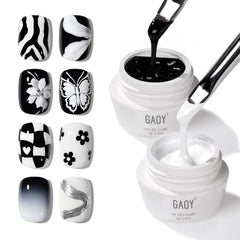 GAOY gel pintura negro y blanco para trazos finos en uñas.