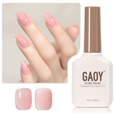 GAOY gel rosado translúcido en botella de 16 ml para uñas.