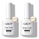 GAOY gel top coat y base coat conjunto brillo vidrio para uñas con terminado liso y duradero
