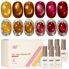 GAOY Glitter Cat Eye Gel con imán para uñas, brillo intenso y patrón único.