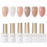 GAOY Jelly blanco-rosa: botellas de gel translúcido para uñas elegantes.