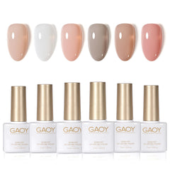 GAOY Jelly blanco-rosa: botellas de gel translúcido para uñas elegantes.