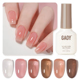 GAOY Jelly Brown: botellas de gel transparentes con brillo suave para uñas