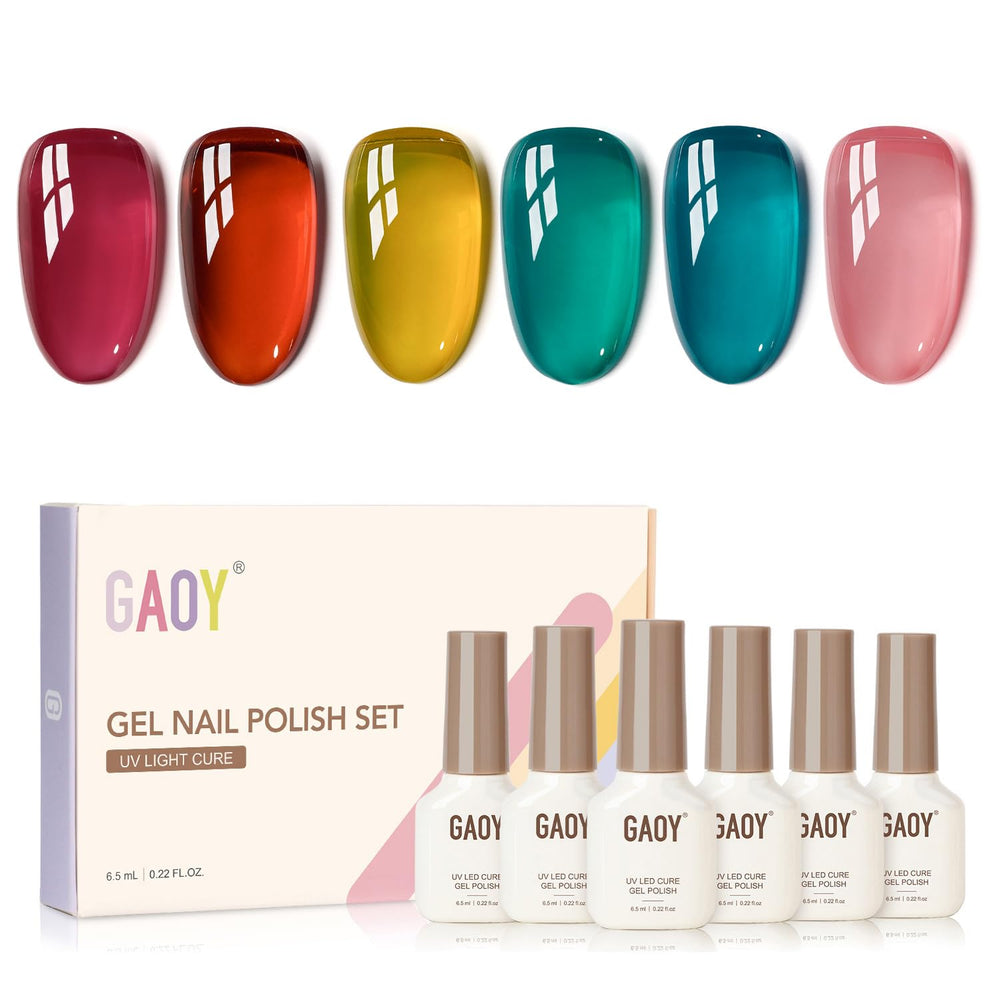 GAOY Jelly Gel esmalte rosa translúcido para acabado suave y brillante.