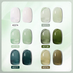 GAOY Jelly Green Gel Nail Polish Set translucent whites for buildable coverage.