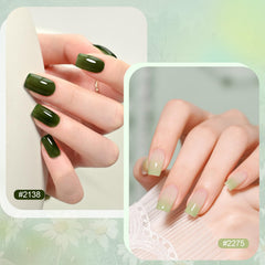 GAOY Jelly Green Gel Nail Polish Set cures under UV light in 60 seconds.