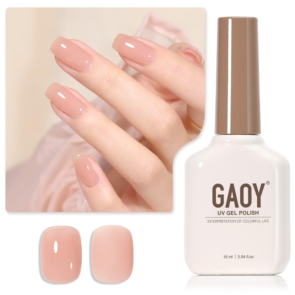 GAOY Jelly Nude: bote gel translúcido para uñas con acabado suave.