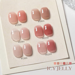 GAOY Jelly Nude Gel: muestra de colores translúcidos en paleta para manicura casera