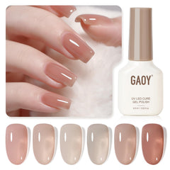 GAOY Jelly UV Gel: set de 6 colores para manicura en casa.
