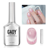 GAOY laca gel ojo de gato rosa brillo holográfico para uñas llamativas