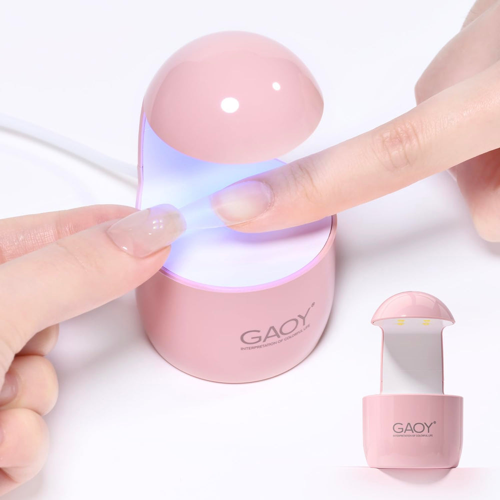 GAOY lámpara UV mini para uñas, vista frontal, secado rápido.