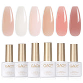 GAOY Milky Jelly Nude Gel: set en caja con gel translúcido para brillo suave.