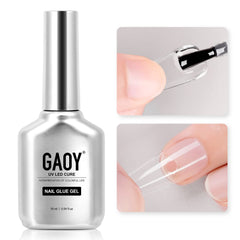 GAOY pegamento uñas gel 16 ml en envase, adhesión rápida para uñas falsas.