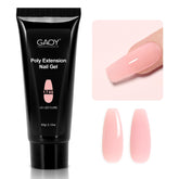 GAOY Poly Gel: bote claro-rosado para uñas con acabado natural y fácil uso.
