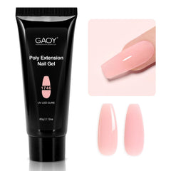 GAOY Poly Gel: bote claro-rosado para uñas con acabado natural y fácil uso.