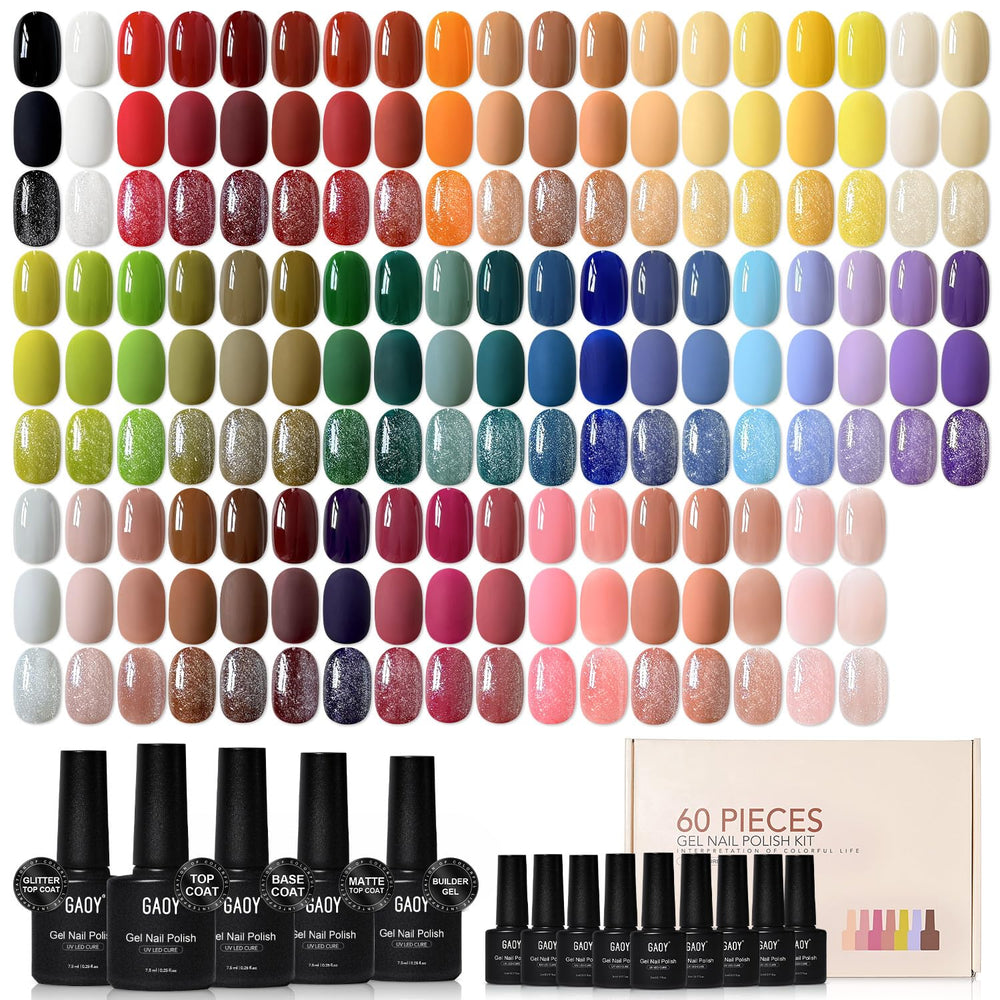 GAOY set esmaltes gel 55 colores para todas las estaciones, variedad y creatividad.