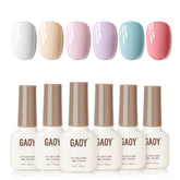 GAOY set gel uñas color azul bebe para manicura en casa con brillo