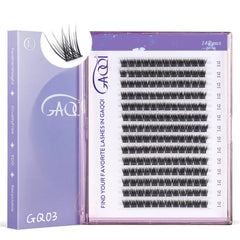 GAQQI GQ03, pestañas clusters 12mm curva C, 168 unidades para un aspecto natural y definido.