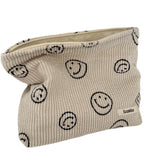 Gardsell estuche cosmético de pana con sonrisa y puntos, ideal para viaje diario.