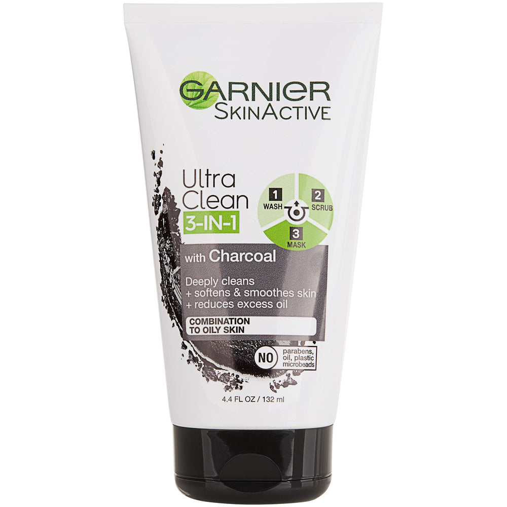 Garnier Carbón activado 3 en 1 limpia poros para piel suave y mate.