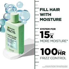 Humedad prolongada para cabello rizado, frasco destacando control